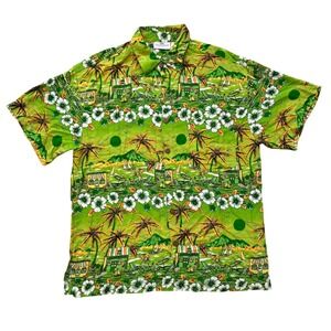 Princess Cruises Hawaiian Shirt Tropical Palm Trees Cruise Vacation Green Mens L